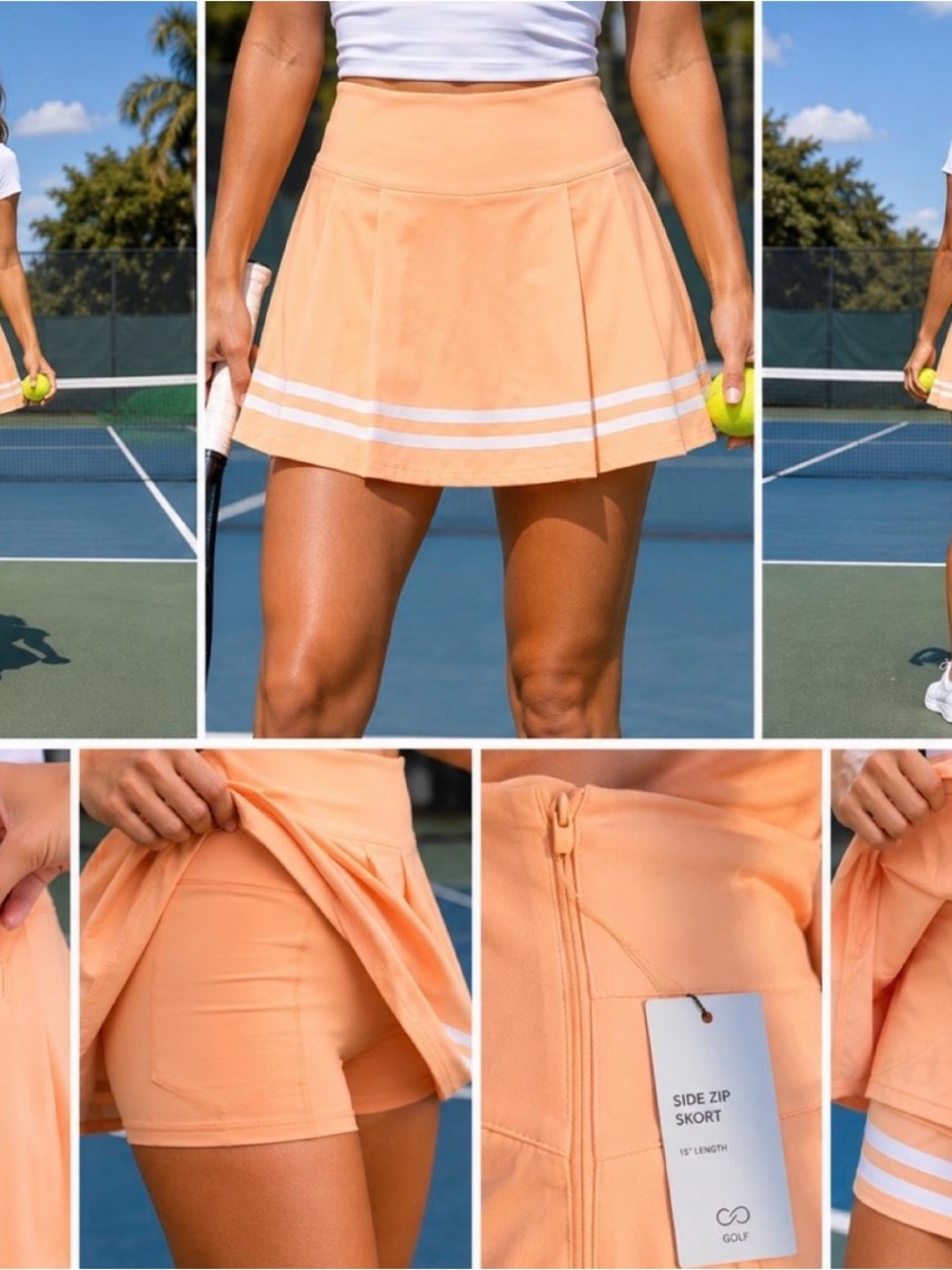 Calia buy Carrie Underwood Peach A-Line Tennis Skort with White Stripe